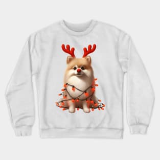 Christmas Red Nose Pomeranian Dog Crewneck Sweatshirt